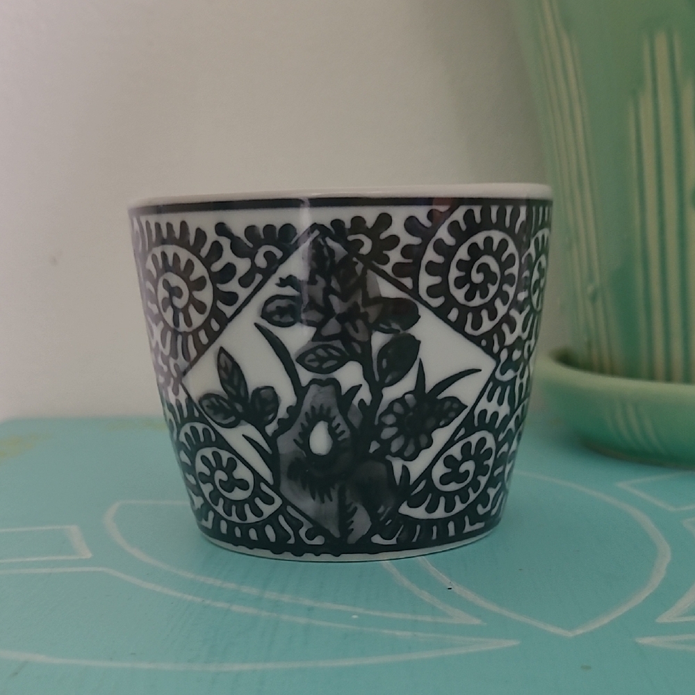 Floral Black and White Ceramic Art Piece